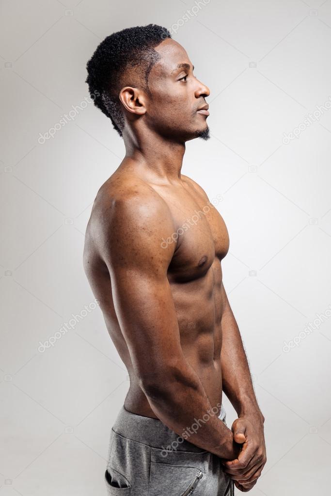 Athletic african american man shirtless