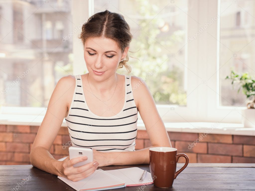 Business woman working at home office