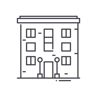 3. Seviye yapı simgesi, doğrusal izole çizim, ince çizgi vektörü, web tasarım işareti, düzenlenebilir konsept sembolü beyaz arkaplan üzerinde.