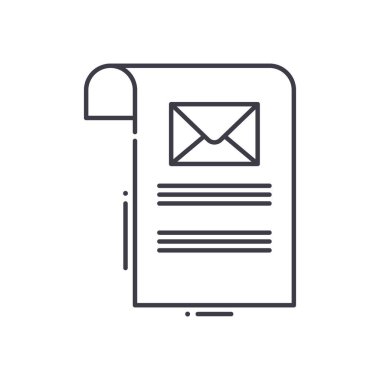 İleti simgesi, doğrusal izole edilmiş illüstrasyon, ince çizgi vektörü, web tasarım işareti, düzenlenebilir konsept sembolü beyaz arkaplan üzerinde.