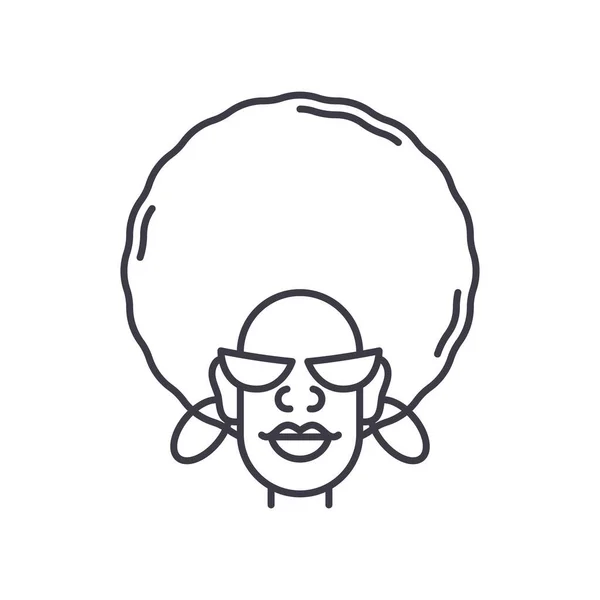 Afro woman icon, linear isolated illustration, thin line vector, web design sign, outline concept symbol with editable stroke on white background. — Stock Vector