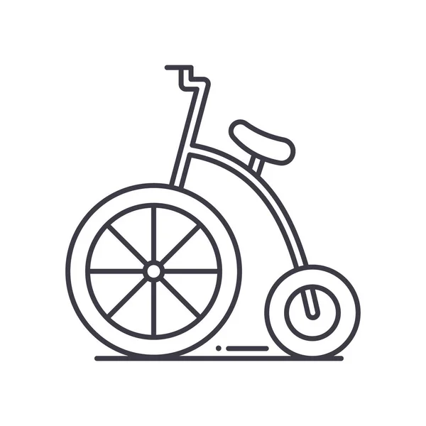 Icône de vélo acrobatique, illustration linéaire isolée, vecteur de ligne mince, panneau de conception Web, symbole de concept de contour avec trait modifiable sur fond blanc. — Image vectorielle