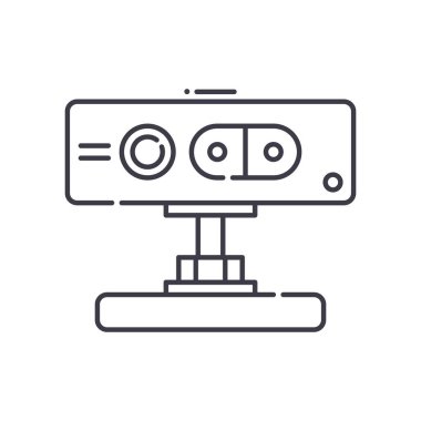 3d sensör simgesi, doğrusal izole resimleme, ince çizgi vektörü, web tasarım işareti, düzenlenebilir konsept sembolü beyaz arkaplan üzerinde.