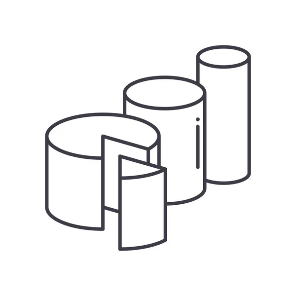 Icona diagramma 3d, illustrazione lineare isolata, vettore linea sottile, segno di disegno web, simbolo del concetto di contorno con tratto modificabile su sfondo bianco. — Vettoriale Stock