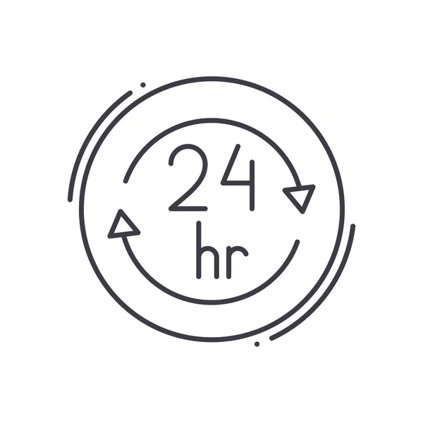 24 godzinna ikona serwisu, liniowa odizolowana ilustracja, wektor cienkiej linii, znak projektowy sieci web, symbol koncepcyjny zarys z edytowalnym pociągnięciem na białym tle. — Wektor stockowy