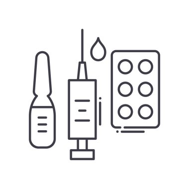 Antibiyotik simgesi, doğrusal izole edilmiş illüstrasyon, ince çizgi vektörü, web tasarım işareti, düzenlenebilir beyaz arkaplan üzerinde çizgi konsept sembolü.