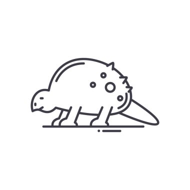 Hayvan dinazor simgesi, doğrusal izole edilmiş illüstrasyon, ince çizgi vektörü, web tasarım işareti, düzenlenebilir beyaz arkaplan üzerinde çizgi konsept sembolü.