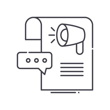 Açıklama simgesi, doğrusal izole edilmiş illüstrasyon, ince çizgi vektörü, web tasarım işareti, düzenlenebilir beyaz arkaplan üzerinde çizgi konsept sembolü.