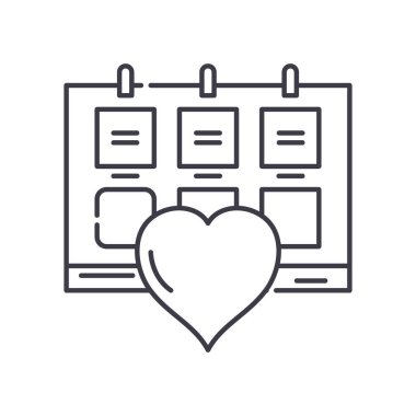 Yıldönümü simgesi, doğrusal izole edilmiş illüstrasyon, ince çizgi vektörü, web tasarım işareti, düzenlenebilir beyaz arkaplan üzerinde çizgi konsept sembolü.