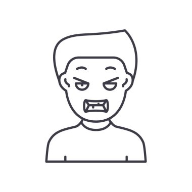 Kızgın simge, doğrusal izole edilmiş illüstrasyon, ince çizgi vektörü, web tasarım işareti, düzenlenebilir beyaz arkaplan üzerinde çizgi konsept sembolü.