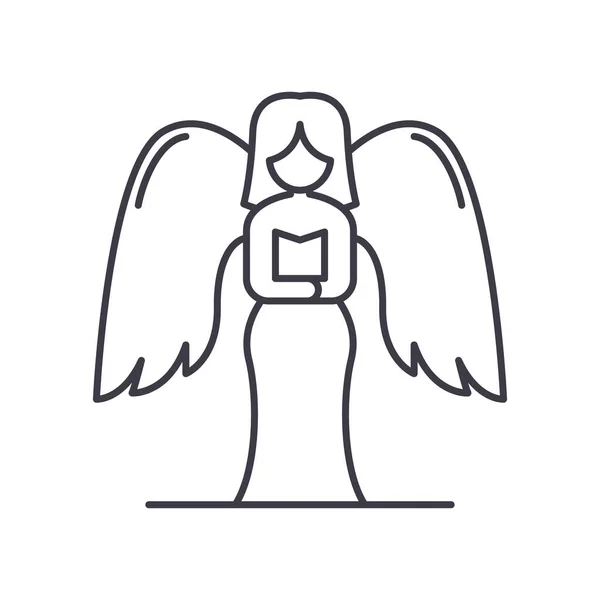 Ícone de anjo, ilustração isolada linear, vetor de linha fina, sinal de web design, símbolo de conceito de esboço com curso editável em fundo branco. —  Vetores de Stock