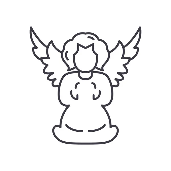 Icono angelical, ilustración lineal aislada, vector de línea delgada, signo de diseño web, símbolo de concepto de contorno con trazo editable sobre fondo blanco. — Vector de stock