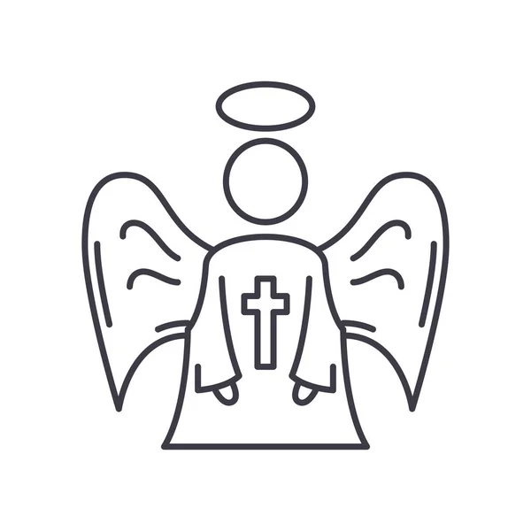 Иконка крыла ангела, линейная изолированная иллюстрация, тонкий вектор линии, знак веб-дизайна, символ концепции контура с редактируемым штрихом на белом фоне. — стоковый вектор