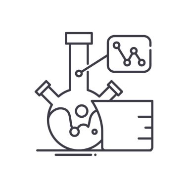 Analitik laboratuar simgesi, doğrusal izole edilmiş illüstrasyon, ince çizgi vektörü, web tasarım işareti, düzenlenebilir beyaz arkaplan üzerinde çizgi konsept sembolü.