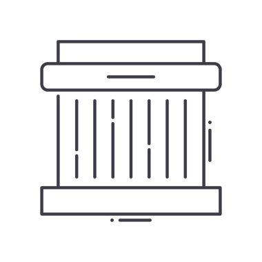 Hava filtresi simgesi, doğrusal izole edilmiş illüstrasyon, ince çizgi vektörü, web tasarım işareti, düzenlenebilir beyaz arkaplan üzerinde çizgi konsept sembolü.