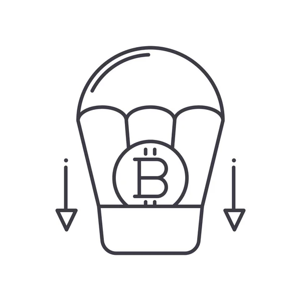 Airdrop-Symbol, linear isolierte Illustration, dünner Linienvektor, Webdesign-Schild, Umrisskonzept-Symbol mit editierbarem Strich auf weißem Hintergrund. — Stockvektor