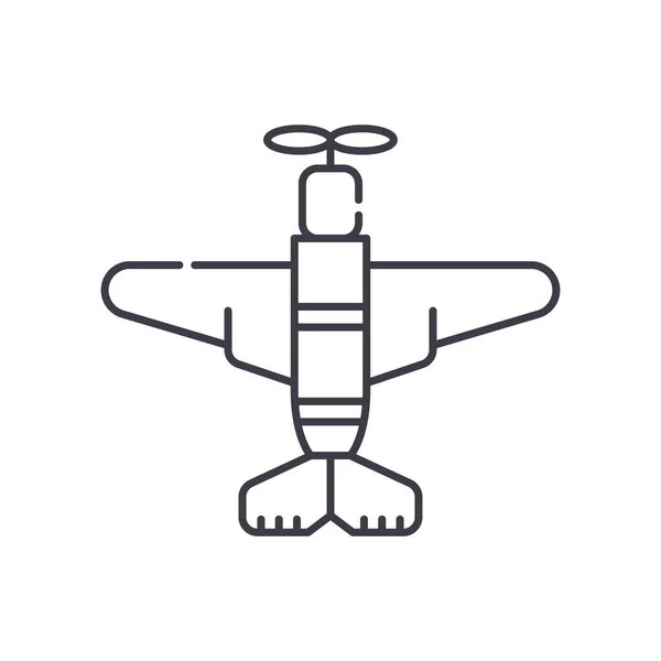Ícone de avião, ilustração isolada linear, vetor de linha fina, sinal de web design, símbolo de conceito de esboço com curso editável em fundo branco. — Vetor de Stock