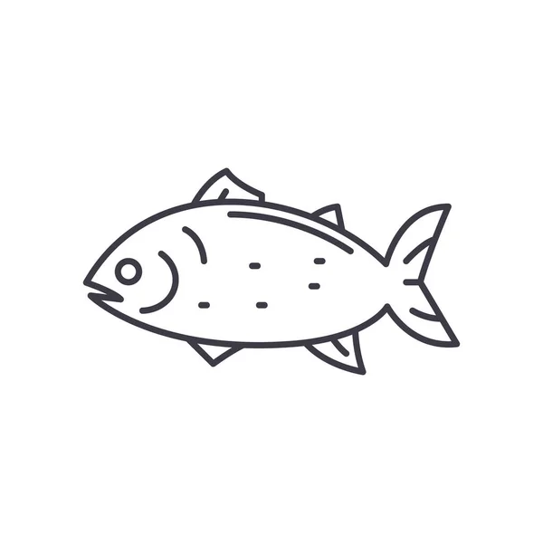 Atlantik-Fisch-Symbol, lineare isolierte Illustration, dünner Linienvektor, Webdesign-Zeichen, Umrissenkonzept-Symbol mit editierbarem Strich auf weißem Hintergrund. — Stockvektor