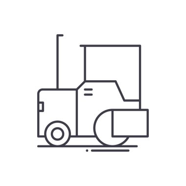 Asfalt geçit simgesi, doğrusal izole resimleme, ince çizgi vektörü, web tasarım işareti, düzenlenebilir konsept sembolü beyaz arkaplan üzerinde.