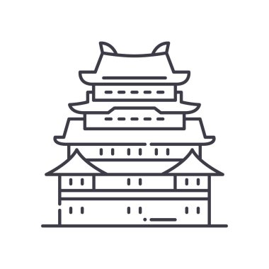 Asya sarayı simgesi, doğrusal izole edilmiş illüstrasyon, ince çizgi vektörü, web tasarım işareti, düzenlenebilir beyaz arkaplan üzerinde çizgi konsept sembolü.