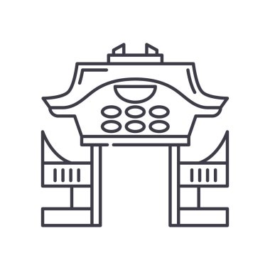 Asya şatosu simgesi, doğrusal izole edilmiş illüstrasyon, ince çizgi vektörü, web tasarım işareti, düzenlenebilir beyaz arkaplan üzerinde çizgi konsept sembolü.