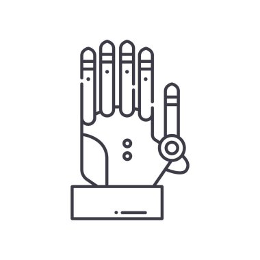 Yapay el simgesi, doğrusal izole edilmiş illüstrasyon, ince çizgi vektörü, web tasarım işareti, düzenlenebilir beyaz arkaplan üzerinde çizgi konsept sembolü.