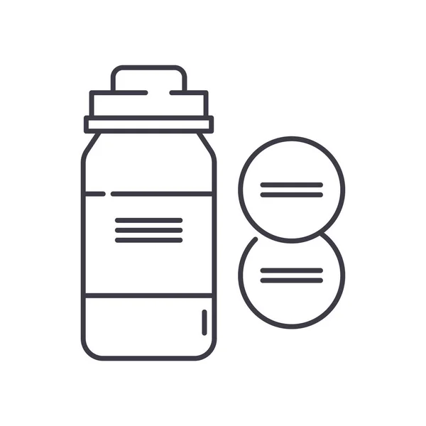 Icono de aspirina, ilustración lineal aislada, vector de línea delgada, signo de diseño web, símbolo de concepto de contorno con trazo editable sobre fondo blanco. — Vector de stock