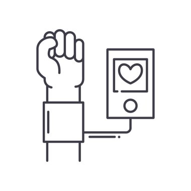 Atardamar basınç simgesi, doğrusal izole edilmiş illüstrasyon, ince çizgi vektörü, web tasarım işareti, düzenlenebilir beyaz arkaplan üzerinde çizgi konsept sembolü.