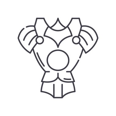 Zırh simgesi, doğrusal izole edilmiş illüstrasyon, ince çizgi vektörü, web tasarım işareti, düzenlenebilir beyaz arkaplan üzerinde çizgi konsept sembolü.