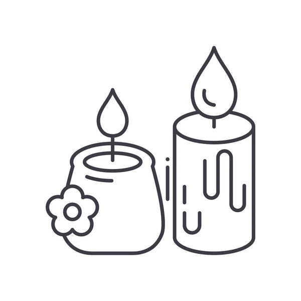 Icona della candela aromatica, illustrazione isolata lineare, vettore di linea sottile, segno di progettazione web, simbolo del concetto di contorno con tratto modificabile su sfondo bianco. — Vettoriale Stock