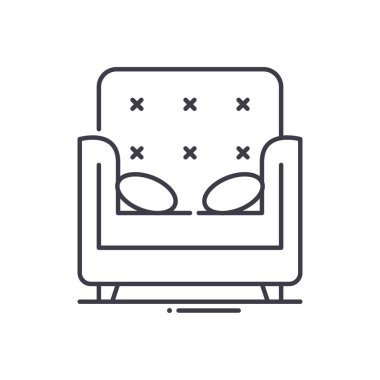 Kol koltuğu simgesi, doğrusal izole edilmiş illüstrasyon, ince çizgi vektörü, web tasarım işareti, düzenlenebilir beyaz arkaplan üzerinde çizgi konsept sembolü.