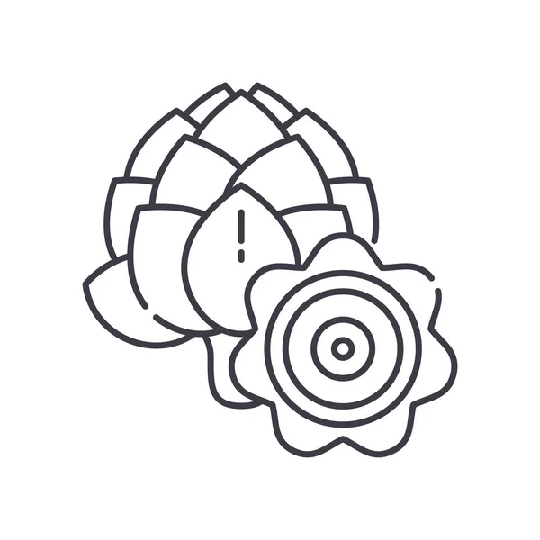 Ícone de Arichoke, ilustração isolada linear, vetor de linha fina, sinal de web design, símbolo de conceito de esboço com curso editável em fundo branco. — Vetor de Stock