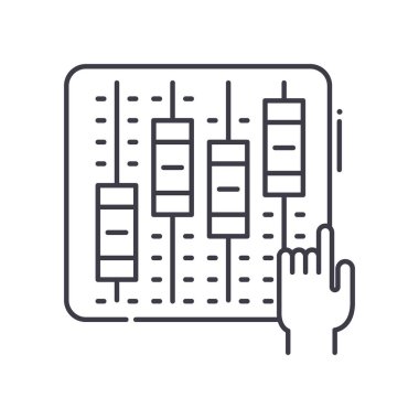 Ses karıştırıcı simgesi, doğrusal izole edilmiş illüstrasyon, ince çizgi vektörü, web tasarım işareti, düzenlenebilir konsept sembolü beyaz arkaplan üzerinde.