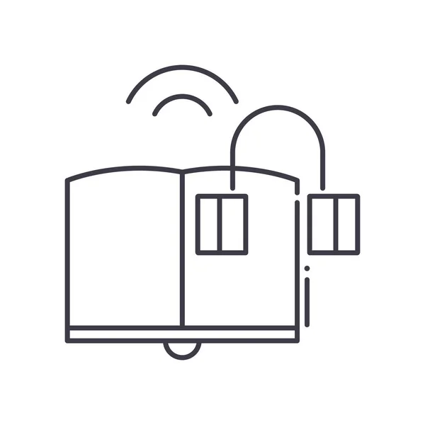 Icono de audiolibro, ilustración lineal aislada, vector de línea delgada, signo de diseño web, símbolo de concepto de contorno con trazo editable sobre fondo blanco. — Vector de stock