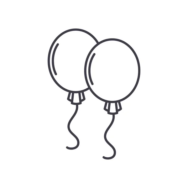 气球图标、线性孤立图解、细线向量、网页设计符号、可编辑白底笔划的概念符号. — 图库矢量图片