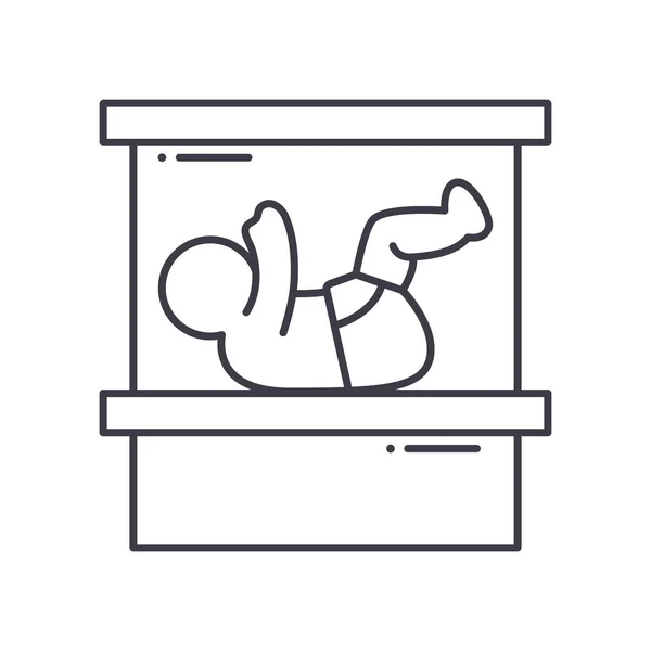 Baby changing icon, γραμμική απομονωμένη απεικόνιση, λεπτή γραμμή διάνυσμα, web design σημάδι, περίγραμμα έννοια σύμβολο με επεξεργάσιμο εγκεφαλικό επεισόδιο σε λευκό φόντο. — Διανυσματικό Αρχείο