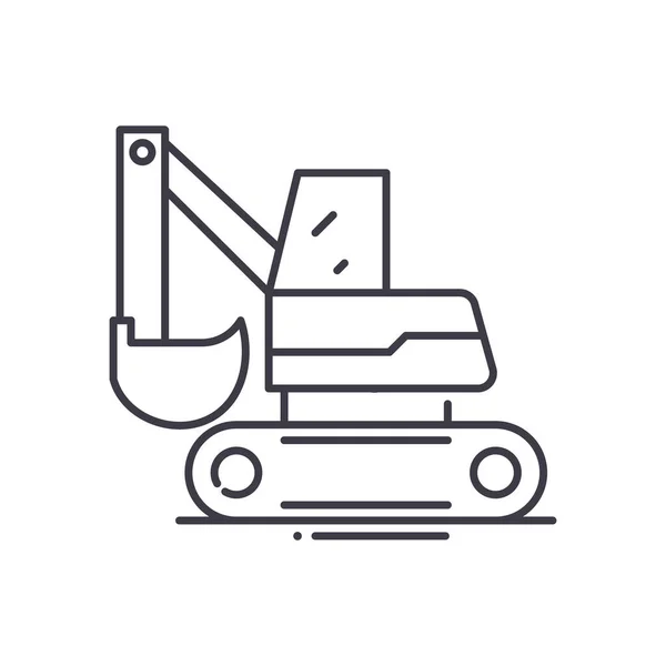 Backhoe excavator icon, linear isolated illustration, thin line vector, web design sign, outline concept symbol with editable stroke on white background. — Stock Vector