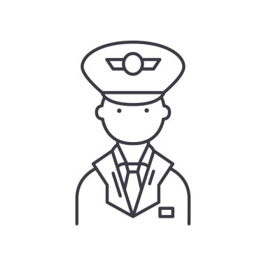 Havacı konsepti simgesi, doğrusal izole çizim, ince çizgi vektörü, web tasarım işareti, düzenlenebilir konsept sembolü beyaz arkaplan üzerinde.