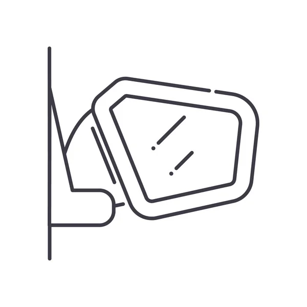 Icono de espejo automático, ilustración lineal aislada, vector de línea delgada, signo de diseño web, símbolo de concepto de contorno con trazo editable sobre fondo blanco. — Vector de stock