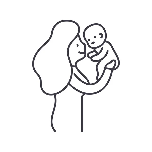 赤ちゃんとお父さんのアイコン、線形孤立イラスト、細い線ベクトル、ウェブデザイン、白い背景で編集可能なストロークとアウトラインコンセプトシンボル. — ストックベクタ