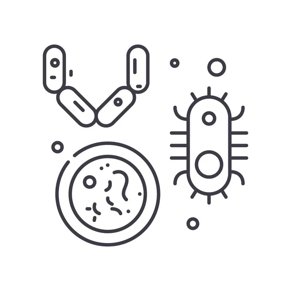 Icône des bactéries, illustration linéaire isolée, vecteur de ligne mince, signe de conception Web, symbole de concept de contour avec trait modifiable sur fond blanc. — Image vectorielle