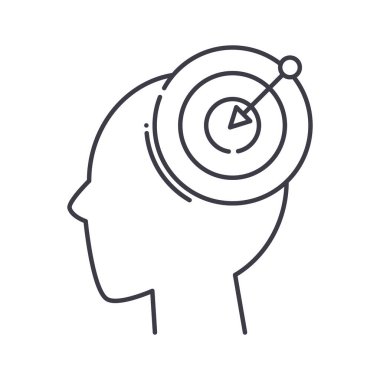 Hedef zihin simgesi, doğrusal izole edilmiş illüstrasyon, ince çizgi vektörü, web tasarım işareti, düzenlenebilir beyaz arkaplan üzerinde çizgi konsept sembolü.