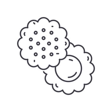 Lezzetli kurabiye simgesi, doğrusal izole edilmiş illüstrasyon, ince çizgi vektörü, web tasarım işareti, düzenlenebilir beyaz arkaplan üzerinde çizgi konsept sembolü.