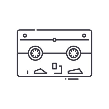 Teyp yedekleme simgesi, doğrusal izole edilmiş illüstrasyon, ince çizgi vektörü, web tasarım işareti, düzenlenebilir çizgi konsept sembolü beyaz arkaplan üzerinde.