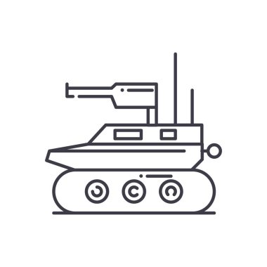 Tank simgesi, doğrusal izole edilmiş illüstrasyon, ince çizgi vektörü, web tasarım işareti, düzenlenebilir çizgi konsept sembolü beyaz arkaplan üzerinde.
