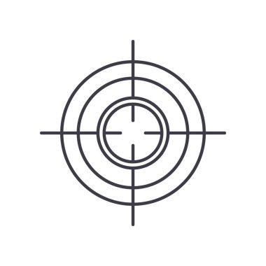 Hedef konum simgesi, doğrusal izole resimleme, ince çizgi vektörü, web tasarım işareti, düzenlenebilir konsept sembolü beyaz arkaplan üzerinde.