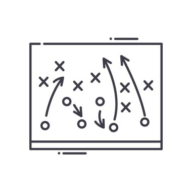Taktik konsepti simgesi, doğrusal izole çizim, ince çizgi vektörü, web tasarım işareti, düzenlenebilir konsept sembolü beyaz arkaplan üzerinde.