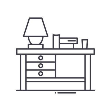 Tablo lambası simgesi, doğrusal izole edilmiş illüstrasyon, ince çizgi vektörü, web tasarım işareti, düzenlenebilir çizgi konsept sembolü beyaz arkaplan üzerinde.