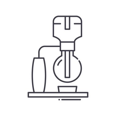 Senfoni kahve ikonu, doğrusal izole edilmiş illüstrasyon, ince çizgi vektörü, web tasarım işareti, düzenlenebilir beyaz arkaplan üzerinde çizgi konsept sembolü.