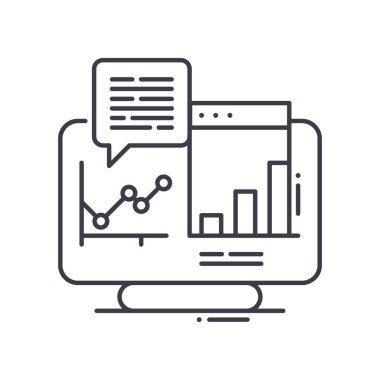 Sistem analiz simgesi, doğrusal izole edilmiş illüstrasyon, ince çizgi vektörü, web tasarım işareti, düzenlenebilir çizgi konsept sembolü beyaz arkaplan üzerinde.